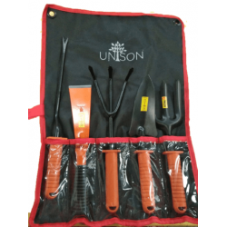 UNISON Garden Tool Kit of 5 Pcs (Includes Trowel, Cultivator, Fork, Khurpa, Hand Weeder)