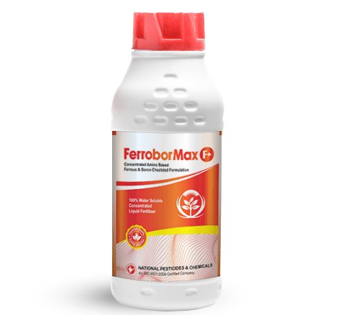Amino-based liquid fertilizer with ferrous and boron for crops