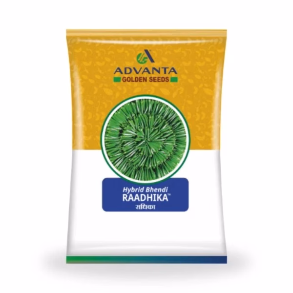 “Advanta Radhika F1 hybrid bhindi okra seeds 250g pack for high yield and uniform green pods”