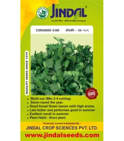 Jindal S-909 coriander hybrid seeds pack