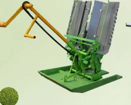 Manual 2-row transplanting machine for crop planting
