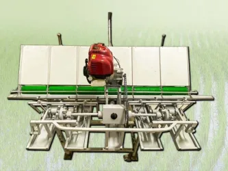 Engine operated 6 row transplanting machine for farming
