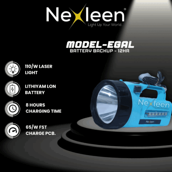 Nexleen Egal Torch (110W) – High Power Rechargeable LED Torch with 15-Hour Backup for Farmers
