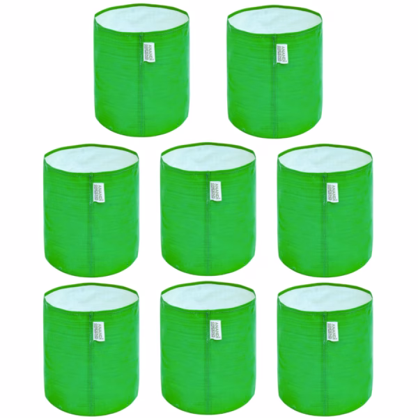 National Premium HDPE UV Protected Round Grow Bags | 260 GSM Green Plant Grow Bags | Pack of 8 for Terrace & Home Gardening