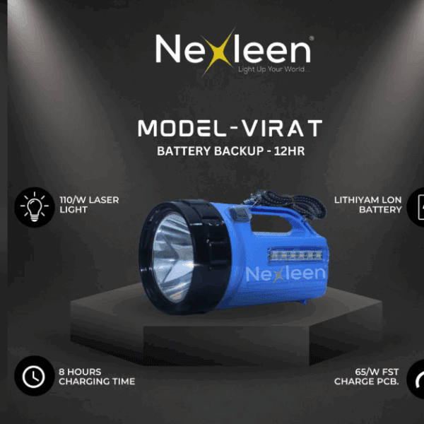 Nexleen Virat Torch (110W) – Super Bright Rechargeable LED Torch with 15-Hour Backup for Farmers