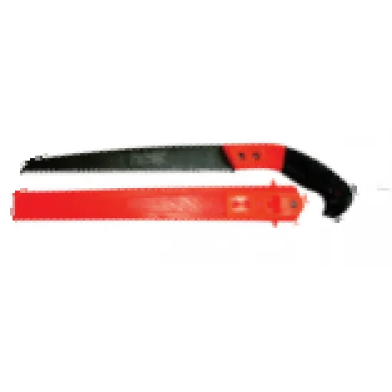 Fixed horticulture pruning saw with double-action teeth and sheath
